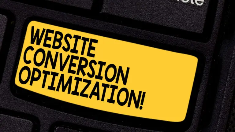 A yellow sticker with the words website conversion optimization on it.